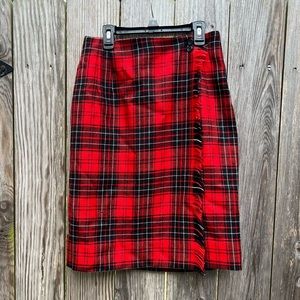 Rafaella Red and Black Plaid Midi Skirt